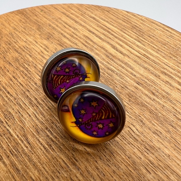 Classic Celestial Stud Earring Set - Moon and Sun Stud Earring Set - Boho Studs - Picture 11 of 12